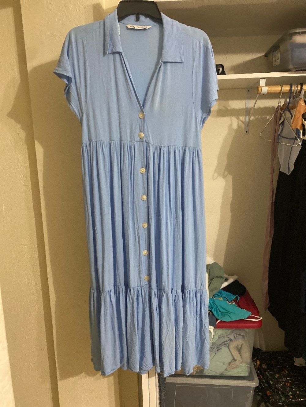 Zara button down beach summer dress